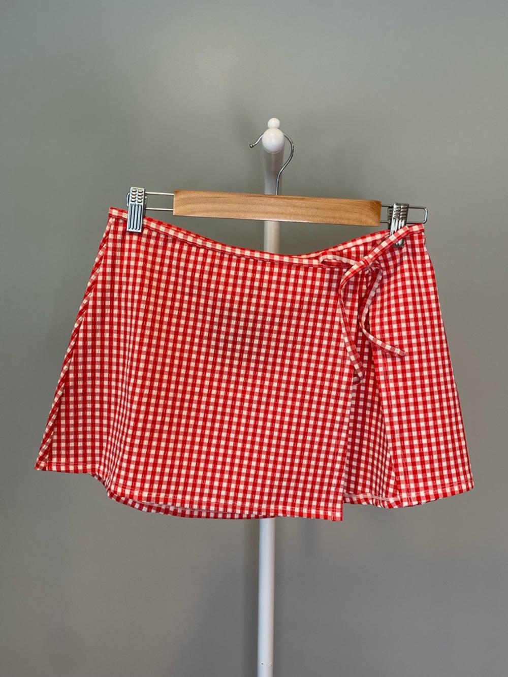 Shade & Shore Red Gingham Wrap Swim Cover Up